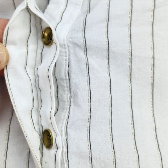 🔺️NYDJ White Pinstripe Button Popover Long Sleeve Top Large - Picture 6 of 14